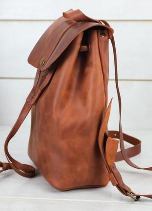 Женский кожаный рюкзак "прага", винтажная кожа, цвет коньяк3 фото