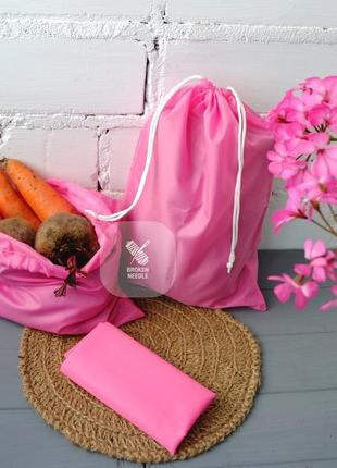 Эко мешок из плащевки розовый, эко торбочка, мешок для продуктов,тканевой пакет1 фото