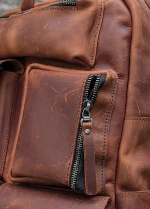 Рюкзак в винтажном стиле, кожаный мужской рюкзак4 фото