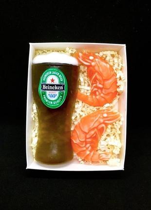 Сувенирное мыло, набор "бокал пива с креветками"