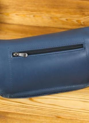 Мужская кожаная сумка "модель №56 мини" кожа итальянский краст, цвет синий4 фото
