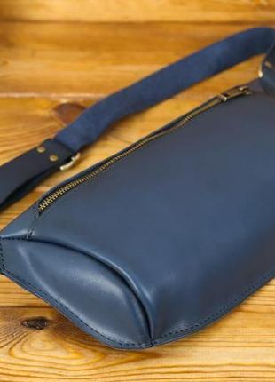 Мужская кожаная сумка "модель №56 мини" кожа итальянский краст, цвет синий2 фото
