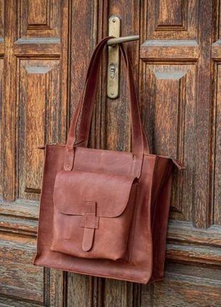 Деловая кожаная сумка, женский шоппер8 фото