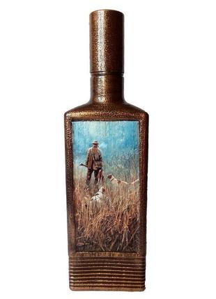 Декор бутылки одинокий охотник охотничьи сувениры ручной работы подарок мужчине охотнику1 фото