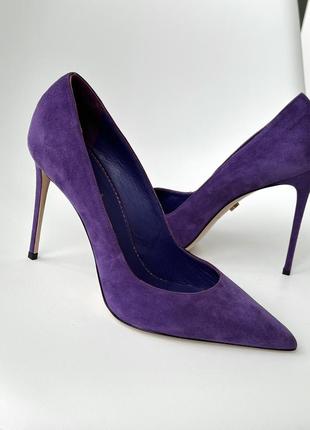 Оригинальные замшевые туфли le silla лодочки новые фиолетовые натуральные3 фото