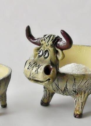 Солонка керамическая бык и бычок солонка бык2 фото