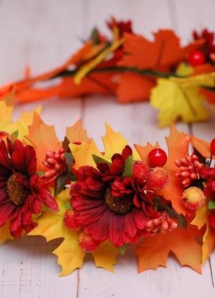 Осенний венок веночек с листьями и цветами6 фото