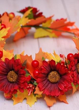 Осенний венок веночек с листьями и цветами5 фото