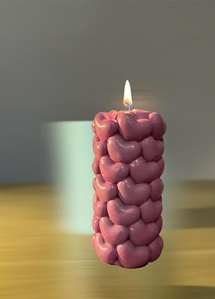 Силиконовый молд для свечей, мыла и другого цилиндр в сердцах5 фото
