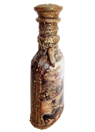 Декор бутылки охота на кабана подарок мужчине охотнику сувенир для охотников ручной работы4 фото
