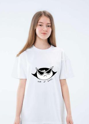 Жіноча біла і чорна футболка унісекс з оригінальним принтом малюнком