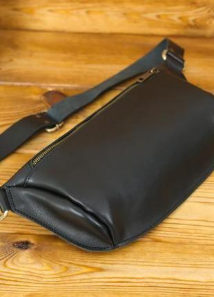 Мужская кожаная сумка "модель №56 мини" кожа итальянский краст, цвет черный4 фото
