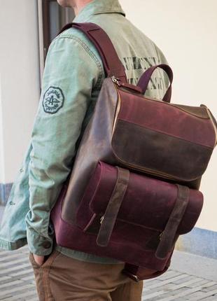 Кожаный рюкзак под ноутбук, мужской кожаный рюкзак5 фото