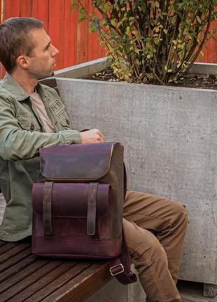 Кожаный рюкзак под ноутбук, мужской кожаный рюкзак7 фото