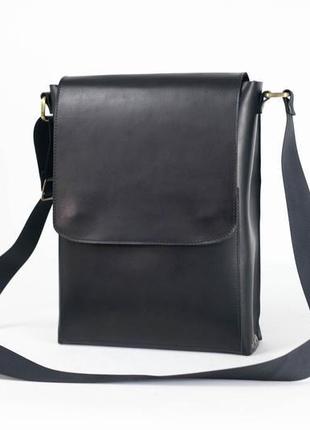 Чоловіча шкіряна сумка "майкл", шкіра італійський краст, колір чорний2 фото