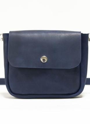 Шкіряна жіноча сумочка "макарун міні", вінтажна шкіра, колір синій2 фото