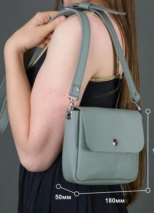 Шкіряна жіноча сумочка "макарун міні", вінтажна шкіра, колір синій7 фото