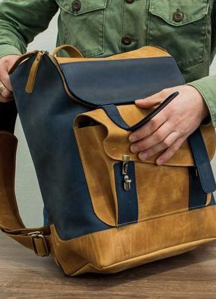 Кожаный мужской рюкзак, городской рюкзак для ноутбука7 фото