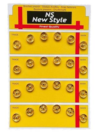 D=10мм пришивні застібки-кнопки для одягу new style 24шт металеві колір золотий (653-т-0118)