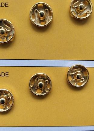 D=10мм пришивные застежки-кнопки для одежды new style 24шт металлические цвет золотой (653-т-0118)3 фото