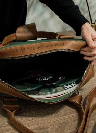 Кожаная мужская сумка под ноутбук, мужская деловая сумка ручной работы7 фото