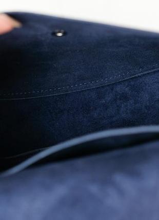 Шкіряна жіноча сумочка "макарун xl", вінтажна шкіра, колір  синій5 фото