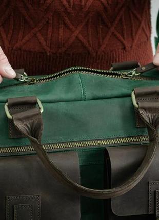 Кожаный мужской саквояж, мужская сумка под ноутбук4 фото