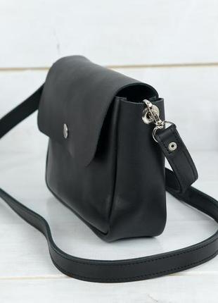 Шкіряна жіноча сумочка "макарун xl", шкіра італійський краст, колір чорний4 фото