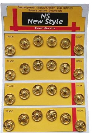 D=15мм пришивні застібки-кнопки для одягу new style 24шт металеві колір золотий (653-т-0066)1 фото