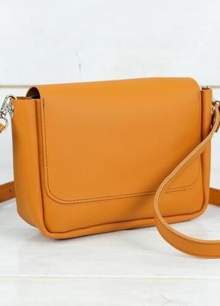 Шкіряна жіноча сумочка "макарун хl", шкіра grand, колір бурштин5 фото