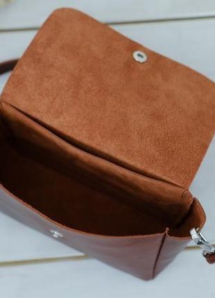 Кожаная женская сумочка "макарун xl", кожа итальянский краст, цвет вишня4 фото
