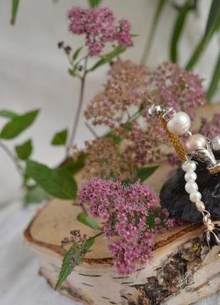 Підвіска - лялечка з натуральних перлів на ланцюжку 'мері поппінс'5 фото