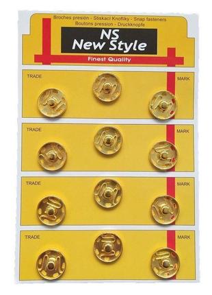 D=19мм пришивные застежки-кнопки для одежды new style 12шт металлические цвет золотой (653-т-0048)1 фото