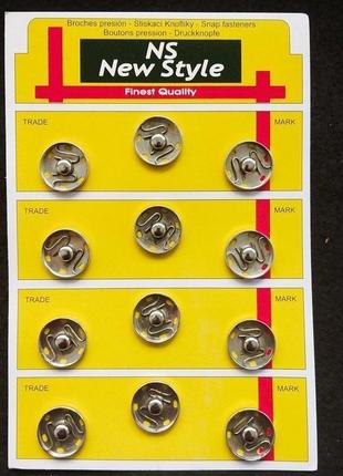 D=19мм пришивные застежки-кнопки для одежды new style 12шт металлические цвет серый (653-т-0057)