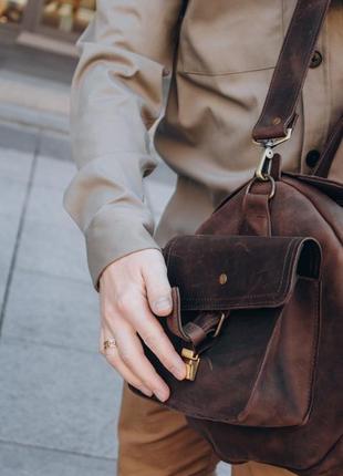 Дорожня шкіряна сумка чоловіча бізон, спортивна сумка натуральна шкіра crazy horse