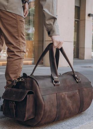 Дорожня шкіряна сумка чоловіча бізон, спортивна сумка натуральна шкіра crazy horse