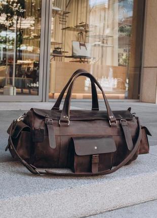 Дорожня шкіряна сумка чоловіча бізон, спортивна сумка натуральна шкіра crazy horse