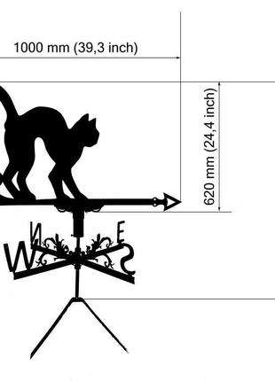 Флюгер на дах будинку "кіт" №2 з металу 2 мм4 фото
