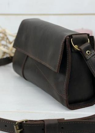 Женская кожаная сумка френки вечерняя, винтажная кожа, цвет шоколад4 фото