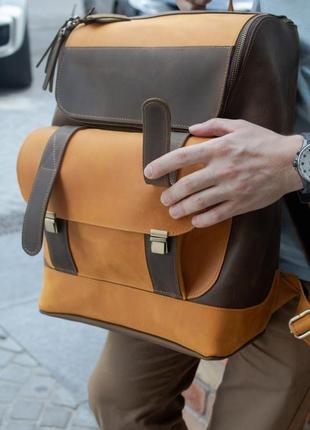 Городской рюкзак мужской из натуральной кожи, рюкзак кожаный для ноутбука, рюкзак в ручную кладь5 фото