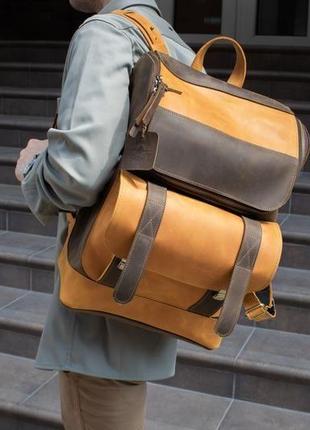 Городской рюкзак мужской из натуральной кожи, рюкзак кожаный для ноутбука, рюкзак в ручную кладь3 фото