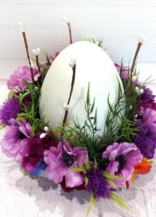 Велике сувенірна яйце на спилі дерева великодній декор і подарунок2 фото