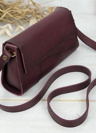 Кожаная женская сумочка френки вечерняя, кожа итальянский краст, цвет бордо3 фото
