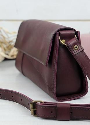 Кожаная женская сумочка френки вечерняя, кожа итальянский краст, цвет бордо4 фото