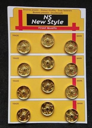 D=21мм пришивные застежки-кнопки для одежды new style 12шт металлические цвет золотой (653-т-0070)2 фото