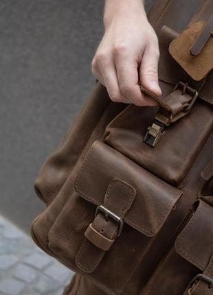 Кожаный рюкзак jacob с карманами, рюкзак мужской кожа ручная работа4 фото