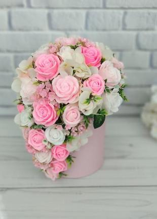 Сувенірне мило, букет " рожеві троянди"2 фото