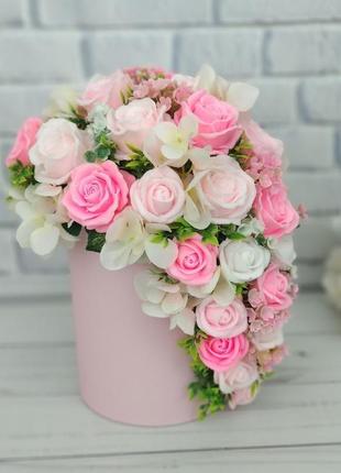 Сувенірне мило, букет " рожеві троянди"4 фото