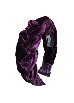 Оксамитовий обруч косичка ,,королівський пурпур,,2 фото