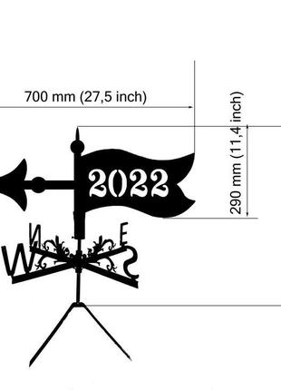Флюгер на дах будинку "прапор" №2 з металу 2 мм3 фото